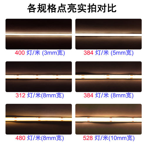 批发低压柔性COB灯带5/8/10mm宽高显色12/24V双色彩光LED软灯条 - 图1