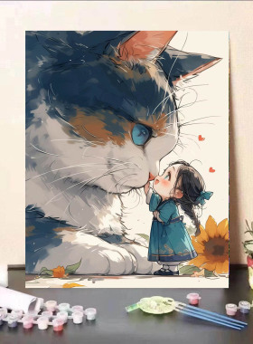 猫咪数字油画DIY治愈解压礼物