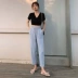 Mùa hè chất liệu voan mỏng nữ phiên bản Hàn Quốc của quần lửng bó sát cao eo thả cảm giác của đôi chân chống muỗi người lớn mát mẻ quần harem - Quần Harem quần tây nữ hàn quốc Quần Harem