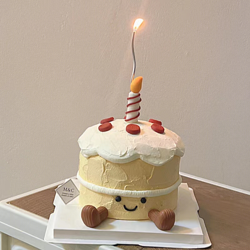 小红书可爱简约生日蜡烛烘焙蛋糕装饰摆件小脚蛋糕插牌插件 - 图0