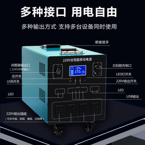 户外太阳能光伏板发电机系统220v全套家用移动电源足大功率一体机 - 图2