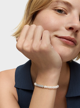 TOUS/桃丝熊Straight系列925银珍珠手链当季小众设计感礼物