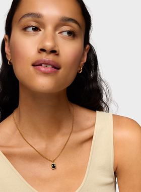 GALAXY银镀18k金亚克力小熊吊坠