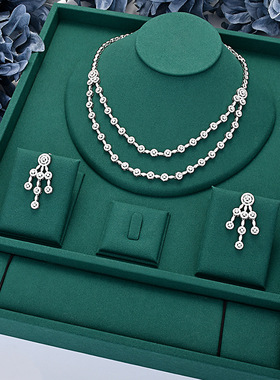 欧美跨境新款饰品椭圆镶锆石拼接项链轻奢小众手镯锁骨链首饰女款