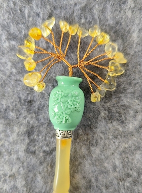 羊角小田逐樊长曦薇玉花瓶发钗古风汉服配饰小钗发簪唐风明制头饰