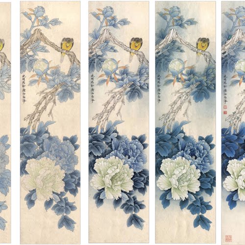 工笔画国画花鸟四条屏挂画初学者临摹勾线四尺宣纸过稿DIY装饰画 - 图2
