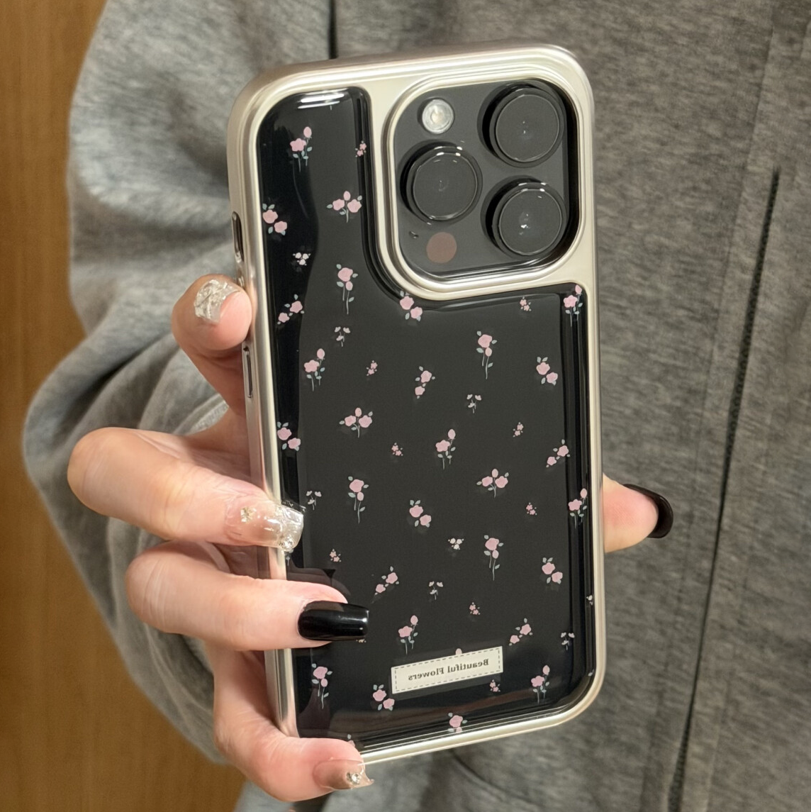 韩系ins风电镀滴胶小碎花适用iPhone17ProMax手机壳ins苹果16/15韩系小米15小众华为Mate70银边荣耀200保护套 - 图1