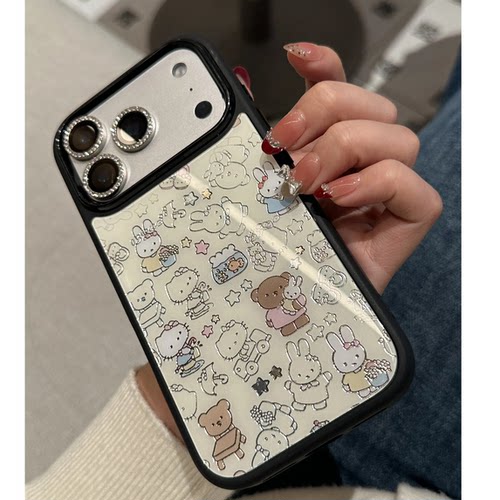 ins风鎏金小兔手机壳适用IPhone17promax新款苹果17/16pro肤感华为pura80/70小众mate80/70小众magic8软壳 - 图0