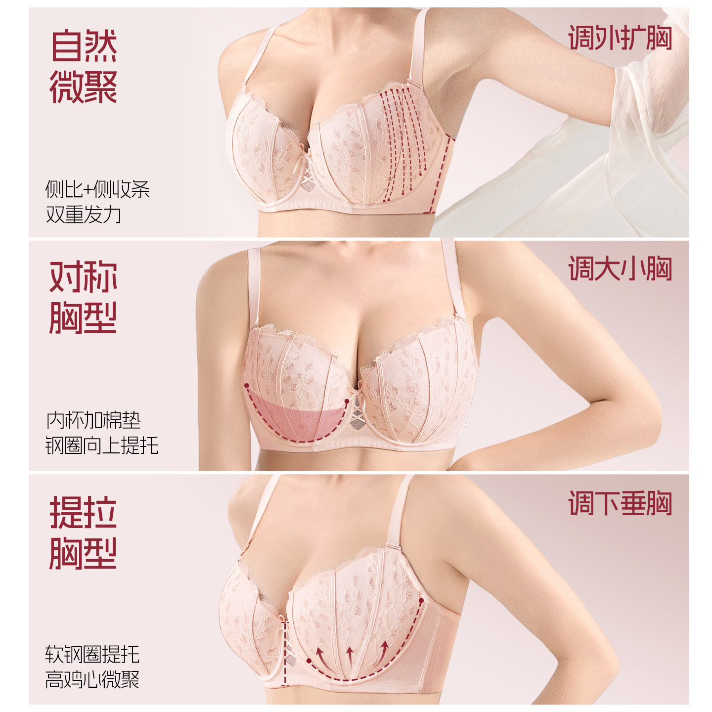 心动杯 内衣大胸显小女聚拢收副乳防下垂大胸上托大码胖mm文胸罩F,淘宝优惠券,粉丝福利购,淘宝优惠卷