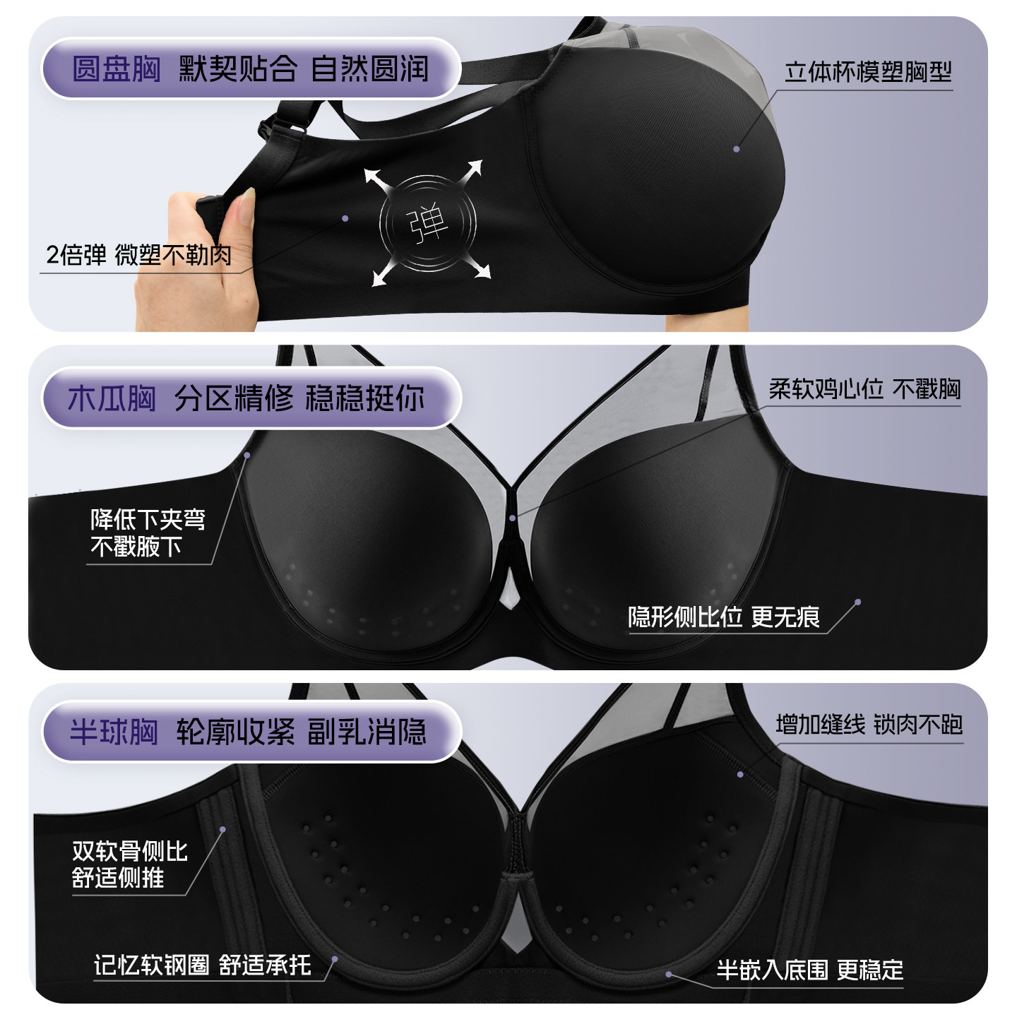 【悦己】大胸显小内衣大码光面无痕聚拢防下垂全罩杯文胸薄款胸罩