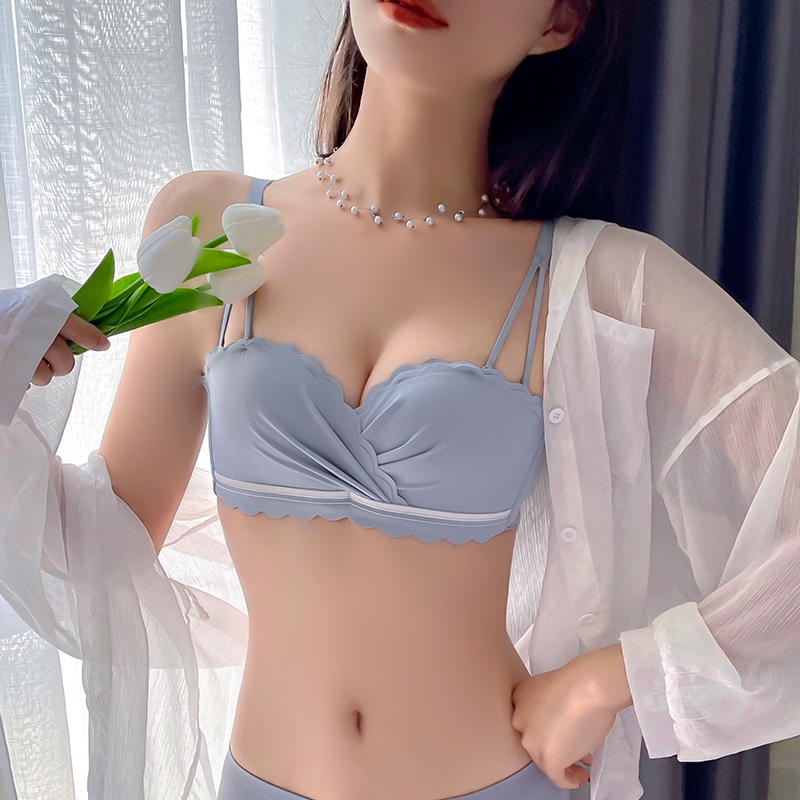 馨闻服饰旗舰店无肩带内衣女小胸聚拢年新款爆款无痕少女收副乳防下垂文胸罩0