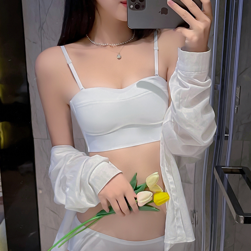 馨闻服饰旗舰店抹胸无肩带内衣女薄款夏季聚拢防滑大胸显小裹胸式隐形无痕文胸罩3