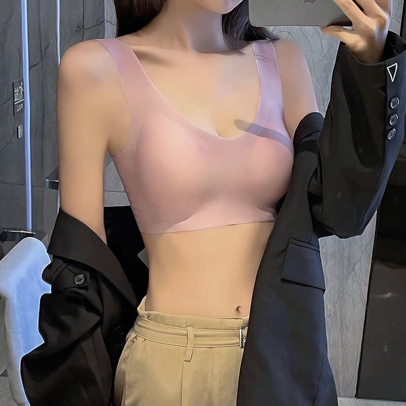 馨闻服饰旗舰店云朵无尺码无痕内衣女小胸聚拢美背胸罩无钢圈睡眠背心式运动文胸1