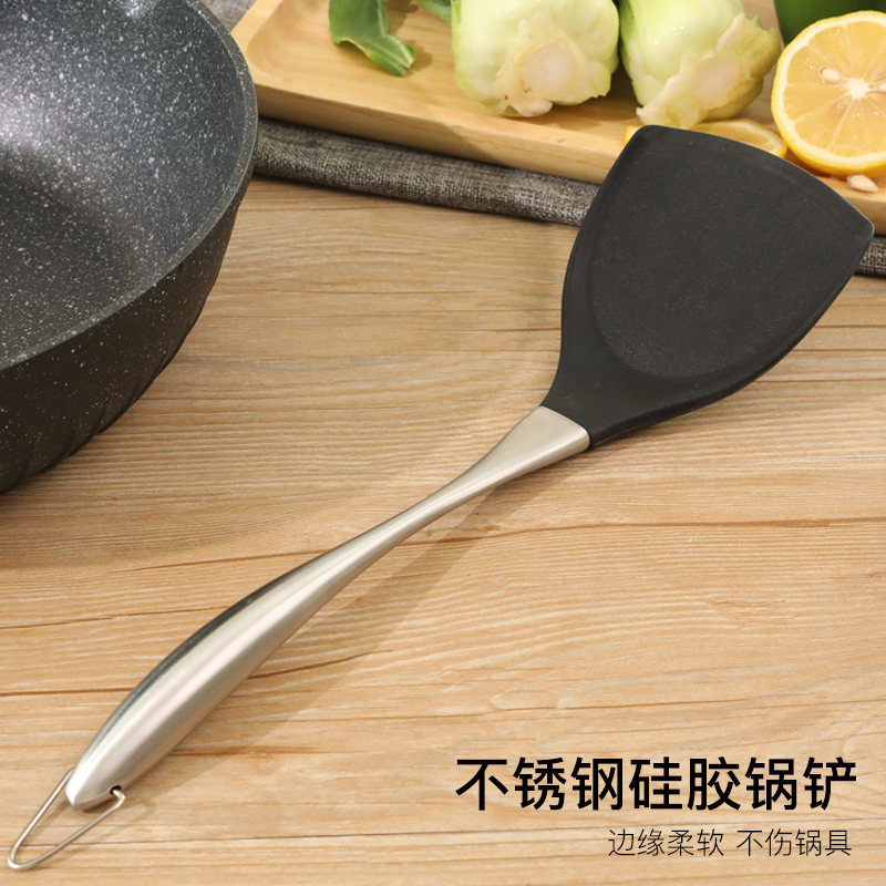 美科不鏽鋼矽膠湯勺鏟子漏勺意粉勺不粘鍋食品級鍋鏟勺炒菜工具