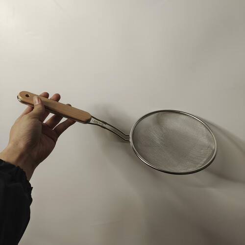 304不锈钢漏勺木手柄打沫厨房家用密网捞面超密豆浆果汁过滤网筛 - 图0