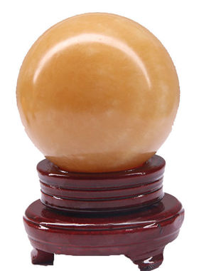 黄玉风水球天然摆件黄色办公室