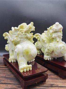 天然蓝田玉手工雕刻原创招财貔貅家居办公室电视柜酒柜工艺品装饰