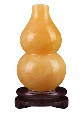 天然原石雕刻米黄玉葫芦摆件玉雕装饰品福禄寿客厅玄关玉器工艺品