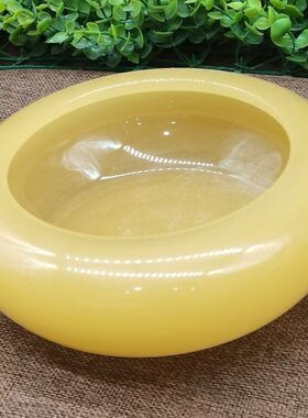 天然琉璃米黄手工烟灰缸聚宝盆