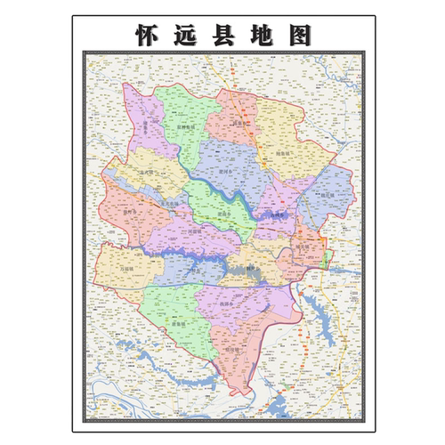 怀远县地图1.15m蚌埠市折叠版客厅装饰画沙发办公室会议室贴画 - 图3