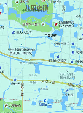 吴兴区地图1.15m湖州市家用折叠高清办公室书房装饰画墙贴