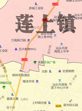 澄海区地图1.15m办公室书房装饰画汕头市区域划分高清打印折叠版