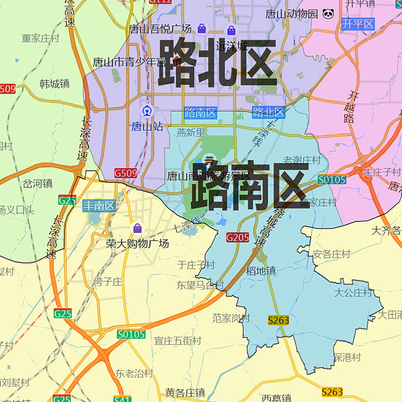 唐山市地图1.15m行政交通区域划分新款办公室折叠版装饰墙贴现货