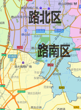 唐山市地图1.15m行政交通区域划分新款办公室折叠版装饰墙贴现货