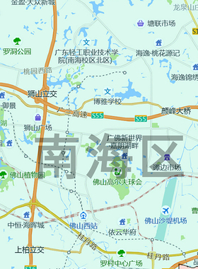 佛山市地图1.15m折叠版装饰画客厅沙发背景墙面壁画贴图新款现货