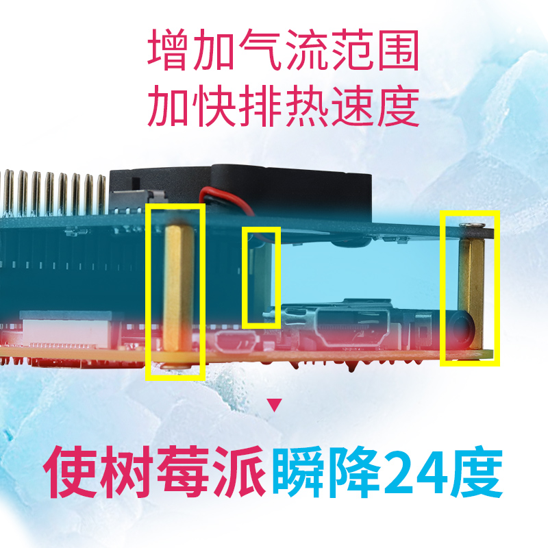 树莓派散热风扇扩展板适用于树莓派4B RaspberryPi带LED氛围灯 - 图0