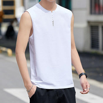 Summer pure cotton sports sweat vest men's trendy brand wide vest vest basketball fitness training outer sleeveless t-shirt