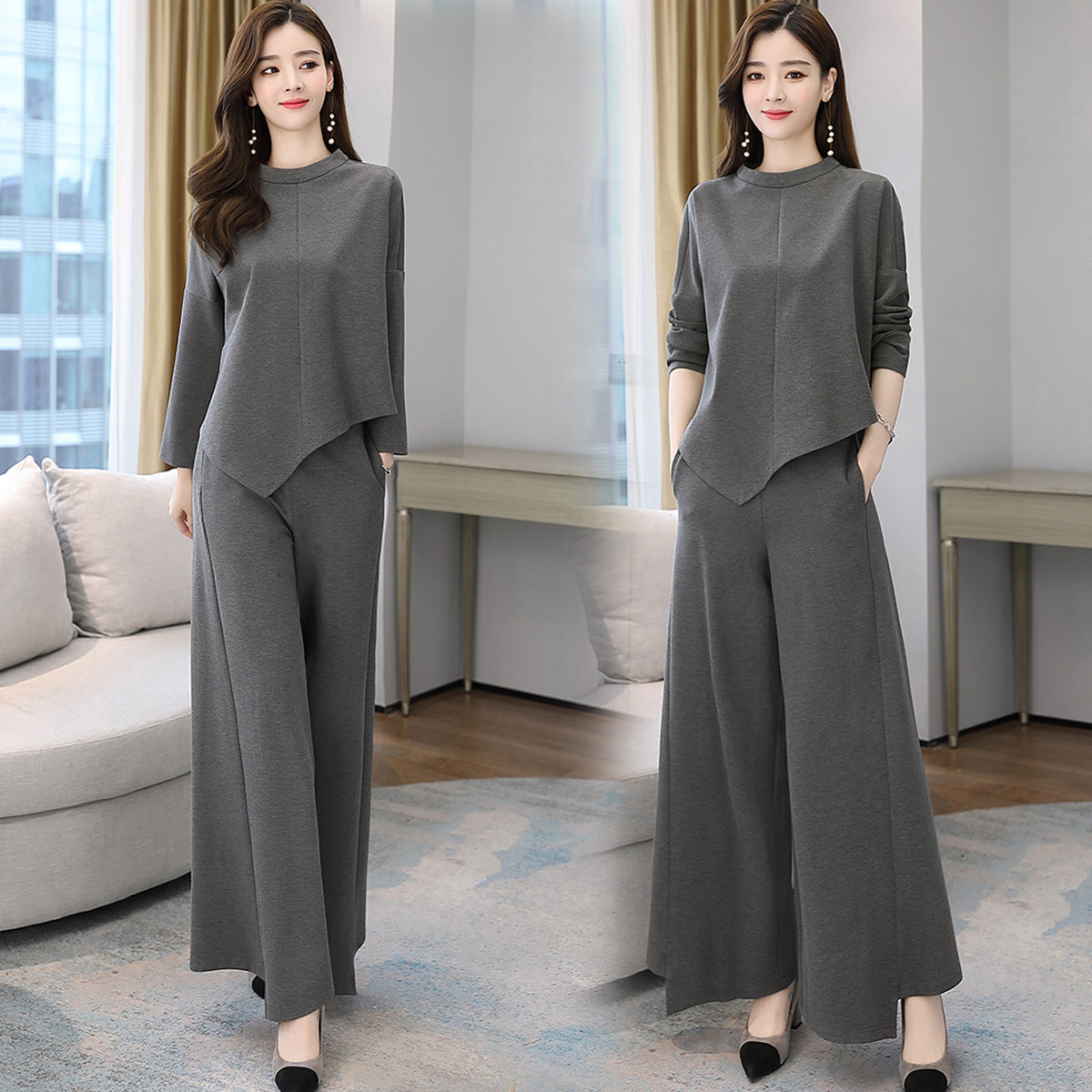 2020秋季新款韩版气质垂感潮阔腿裤 潇淑雅休闲裤