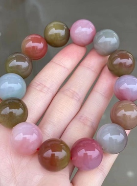 天然盐源糖果色手串项链耳坠环戒指天珠三通复古背云流行时尚百搭