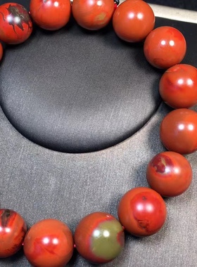 精品南红绿皮鸡红包浆手串单珠多宝文玩饰品1234567890㎜手链满肉