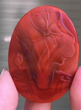 收藏瓦西料柿子红满色满肉凤戏牡丹吊坠挂件珠宝饰品diy配饰手串