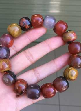 精品玻璃包浆南红玛瑙老型手串15㎜手串手链男女款单圈玉石收藏男