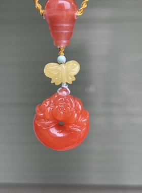 川料南红玛瑙好运连连莲花diy手工编织项链吊坠锁骨链平安扣