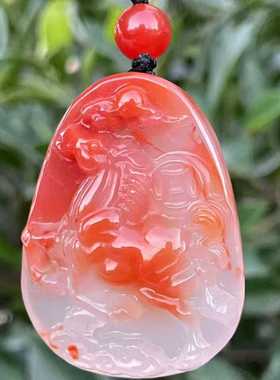 南红玛瑙雕刻马吊坠鸿运当头饰品diy配饰精美礼品时尚手串项链男