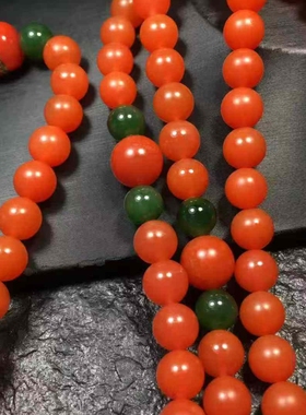 保山南红毛衣链杨柳料柿子红色8㎜108佛珠珠宝古玩收藏旧物件手串