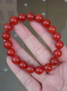天然南红柿子红单圈手串单珠多宝文玩饰品1234567890㎜手链百搭女