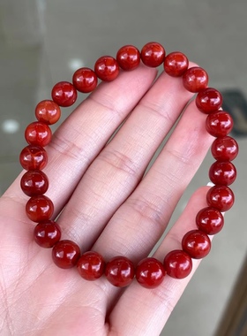 川料南红瓦西锦红色手串单珠多宝文玩饰品1234567890㎜手链满肉女