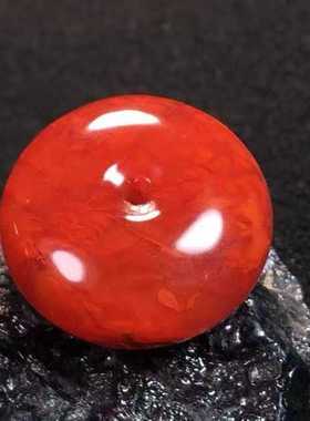 瓦西料南红玛瑙平安扣柿子红火焰纹吊坠挂件项链锁骨链男女款收藏