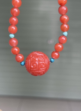 川料南红玛瑙单珠16.6㎜锁骨链diy手工编织项链毛衣链女款原创