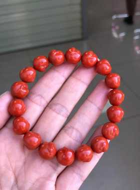 瓦西南红玛瑙柿子红雕刻弥勒佛笑佛笑口常开手串苏工手链男女款