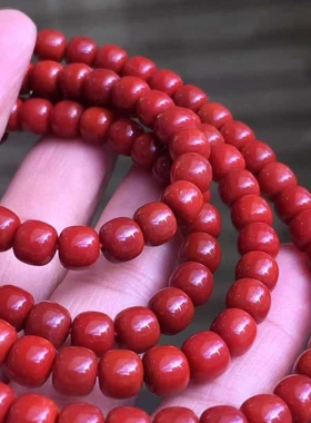 精品瓦西南红玛瑙锦红老型佛珠满肉锦红6㎜收藏级别精美饰品