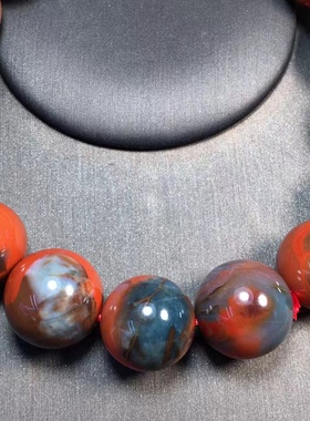 精品南红大山包蓝皮包浆手串单珠多宝文玩饰品1234567890㎜手链男