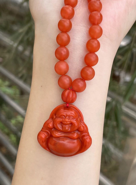云南保山南红弥勒项链单珠多宝文玩饰品1234567890㎜手串手链满肉