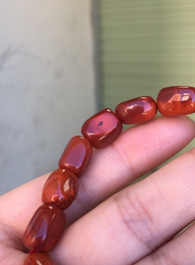 川料南红玛瑙手链特色牛血红火焰纹随型手串男女款单圈玉石