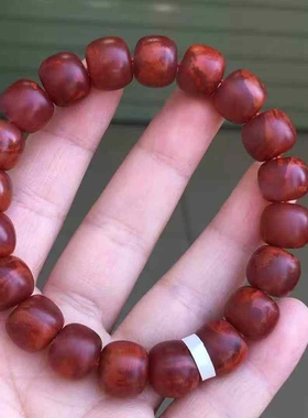南红玛瑙牛血红火焰纹手串收藏级凉山瓦西料，柔光老型11㎜饰品男