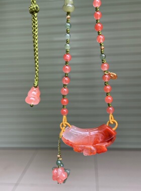 精品川料南红步步生莲手工编织diy项链编织工艺精美精致细腻吊坠